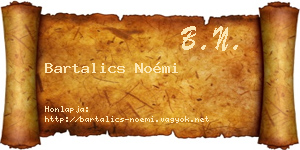 Bartalics Noémi névjegykártya